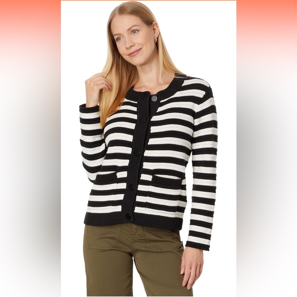 Sanctuary Black and White Striped Cardigan